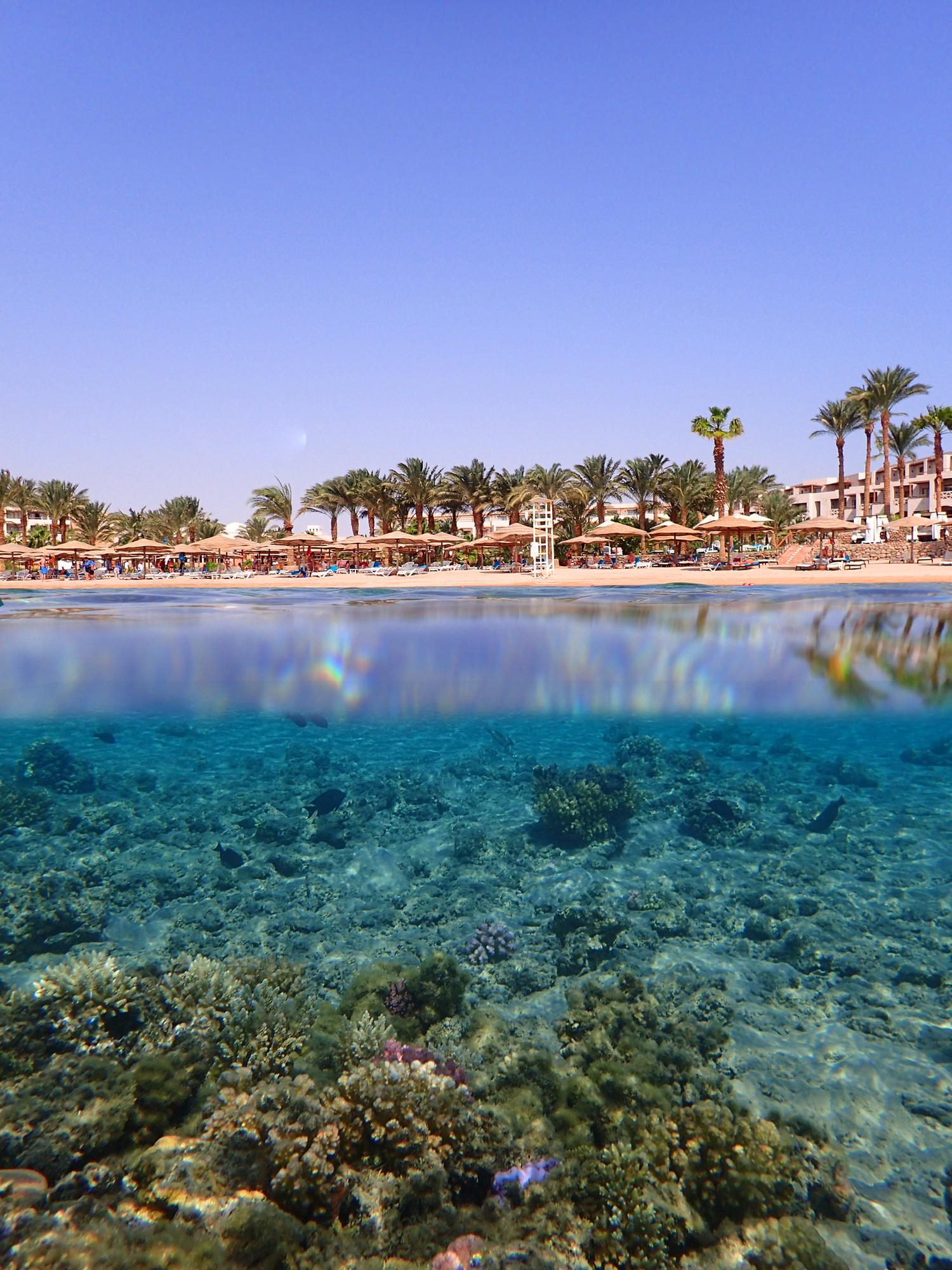Red Sea beach and excursion view in Sharm El Sheikh