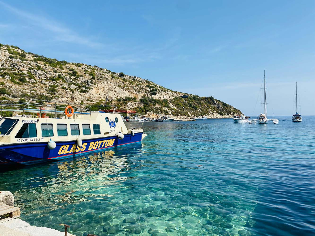 Glass-bottom boat trip in clear Red Sea water